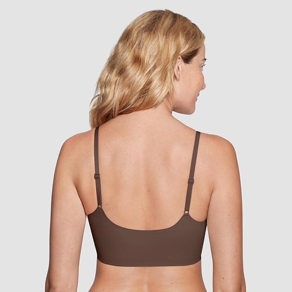 TRUE & CO True Everybody Scoop Bra Bralette Chestnut Brown Large - Picture 2 of 3